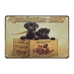 plaque metal chien retro