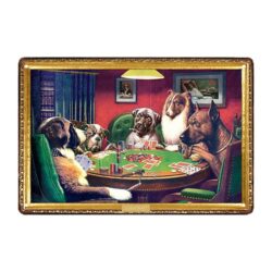 plaque métal chiens jouant au poker