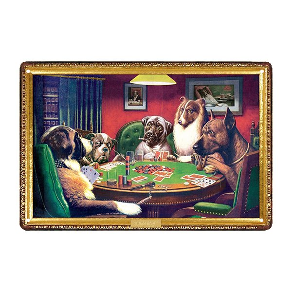 plaque-metal-chiens-jouant-au-poker plaque métal chiens jouant au poker