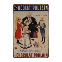 plaque métal chocolat poulain