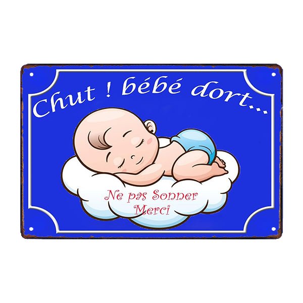 plaque-metal-chut-bebe-dort plaque métal chut bebe dort