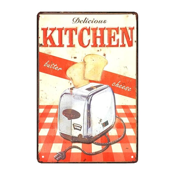 plaque-metal-cuisine-retro Plaque Métal Vintage <br> Cuisine Grille Pain – Image 1