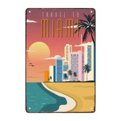 plaque métal déco miami