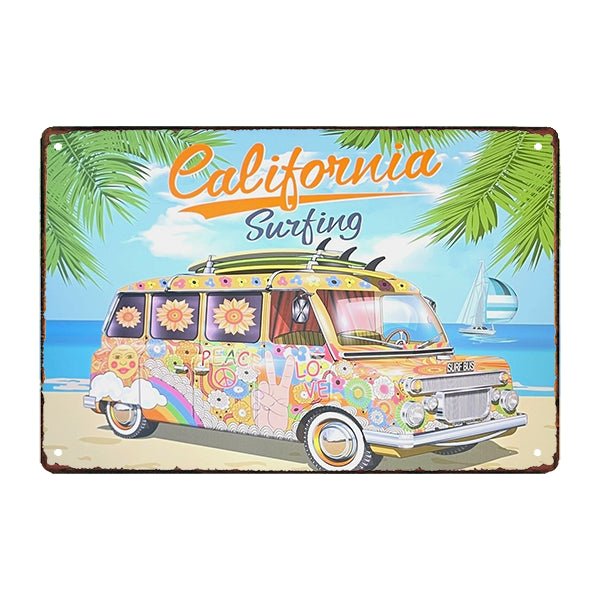 plaque-metal-deco-surf-california plaque métal déco surf california