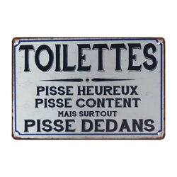 plaque métal déco wc