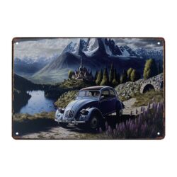 plaque métal décor montagne