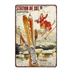 plaque métal décor ski