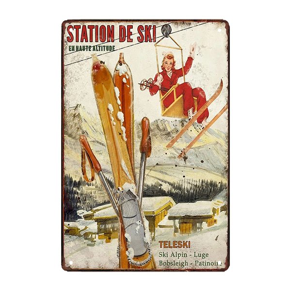 plaque-metal-decor-ski plaque métal décor ski