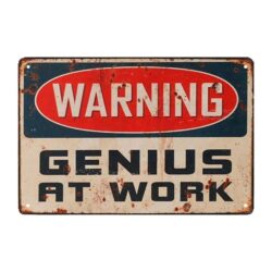 plaque métal genius at work