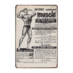 plaque publicitaire bodybuilding en metal deco