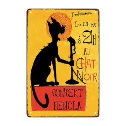 plaque publicitaire chat noir