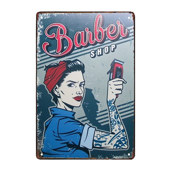 plaque-publicitaire-coiffure Plaque Métal Vintage <br> Coiffure Barber Shop – Image 1