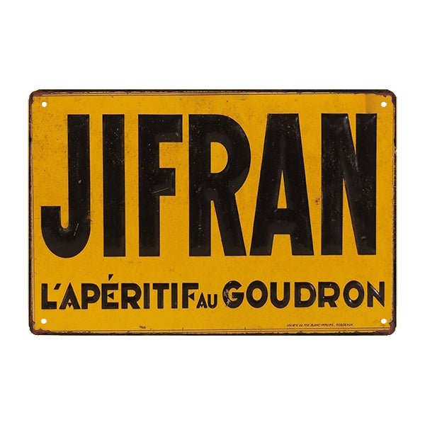 plaque-publicitaire-en-metal-jifran-aperitif-au-goudron plaque publicitaire en metal jifran apéritif au goudron