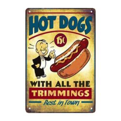 plaque publicitaire hot dog