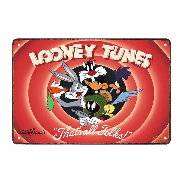 plaque-publicitaire-looney-tunes-annee-80 Plaque Métal Vintage <br> Looney Tunes – Image 1