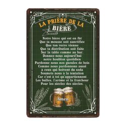 plaque publicitaire métal priere de la biere