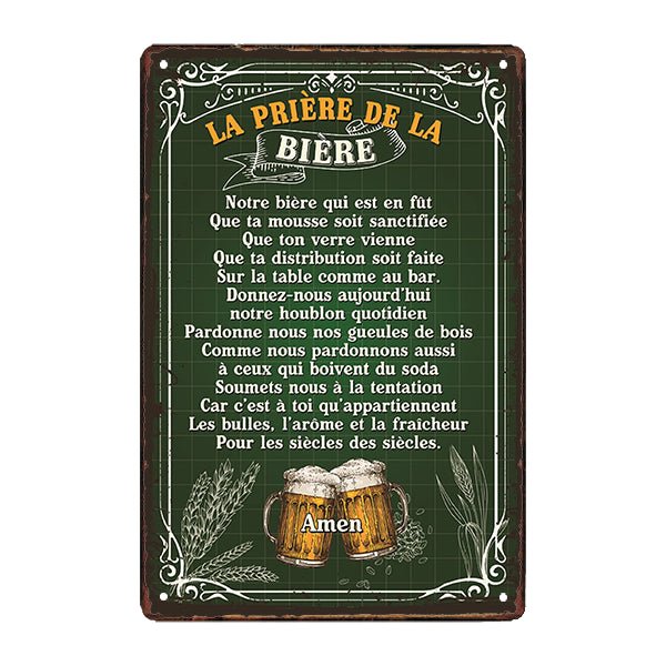 plaque-publicitaire-metal-priere-de-la-biere plaque publicitaire métal priere de la biere