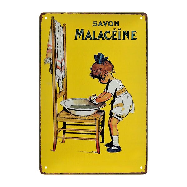 plaque-publicitaire-metal-savon Plaque Métal Vintage <br> Savon Malacéïne – Image 1