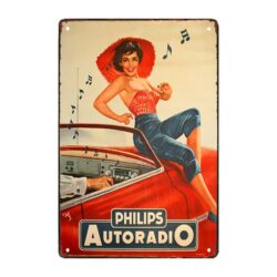 plaque publicitaire vintage pin up