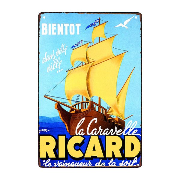plaque-publicitaire-vintage-ricard-la-caravelle plaque publicitaire vintage ricard la caravelle