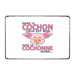 plaque métal humour porc