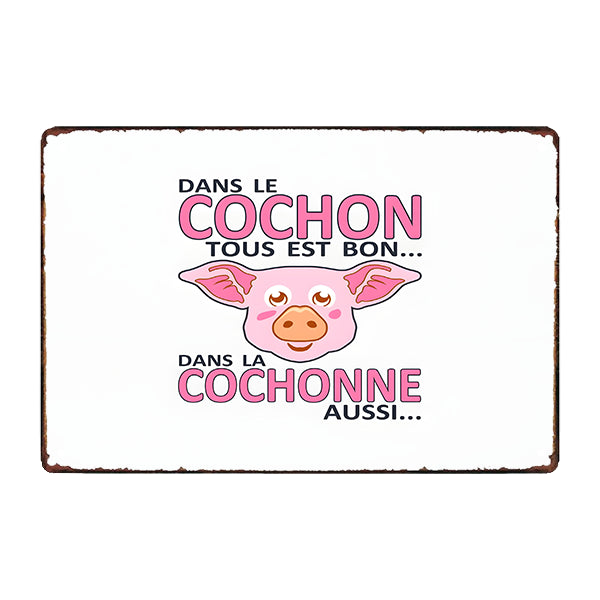 plaque-metal-humour-porc plaque métal humour porc