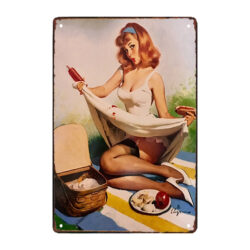 plaque métal décorative pin up années 50