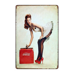 plaque métal décorative pin-up- coca cola