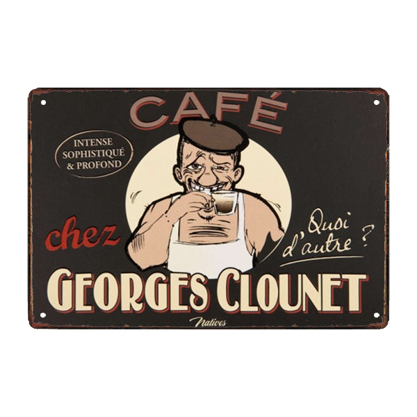 plaque-metal-our-coffee-is-the-one-george-clounet plaque métal our coffee is the one george clounet