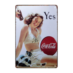 plaque métal pin up coca cola