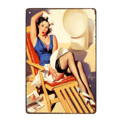 plaque métal pin up de la marine