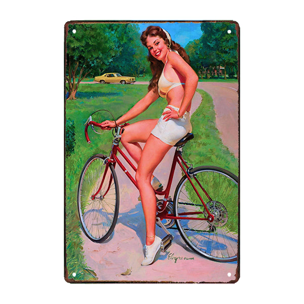 plaque-metal-pin-up-velo plaque métal pin up vélo