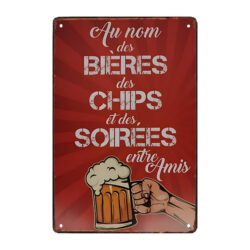 plaque métal pub de bière