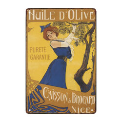 plaque métal publicitaire huile d'olive