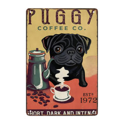 plaque métal pug coffee