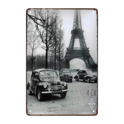 plaque métal renault 4cv tour eiffel