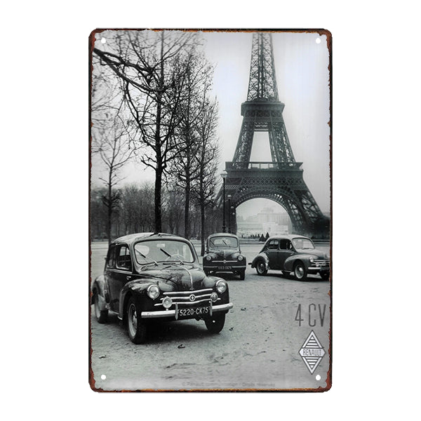 plaque-metal-renault-4cv-tour-eiffel plaque métal renault 4cv tour eiffel
