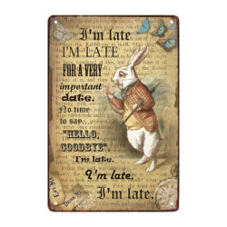 plaque métal lapin blanc