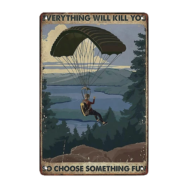 plaque-metal-retro-parachutiste plaque métal rétro parachutiste