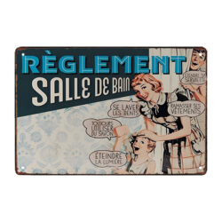 plaque métal rétro salle de bain