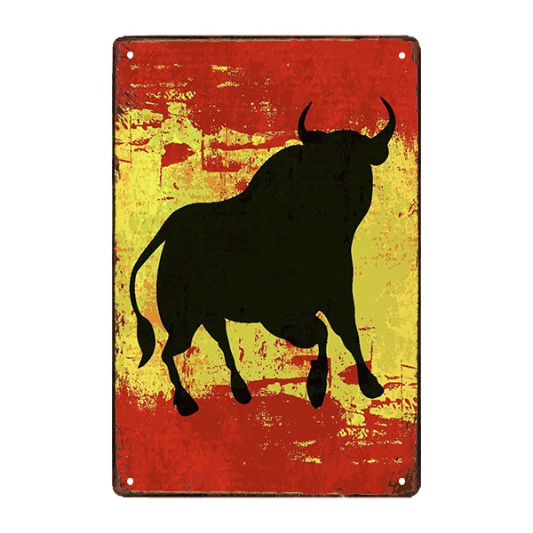 plaque-metal-taureau-rouge plaque métal taureau rouge